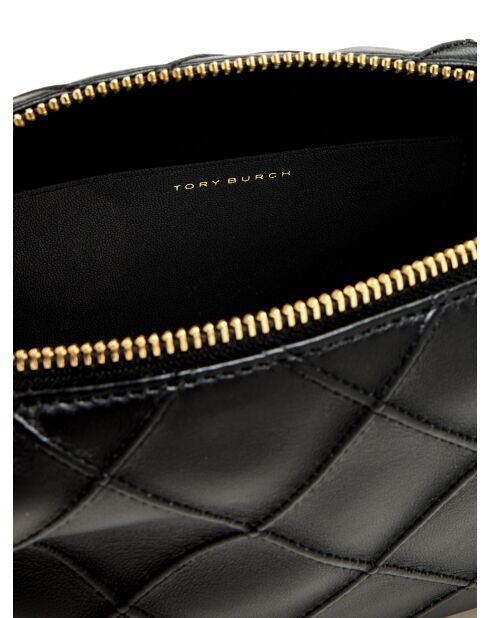 Fleming schwarze Schultertasche aus gestepptem Leder - 12x19x7 cm