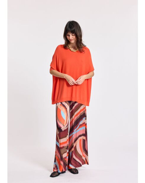 Orangefarbener Pom Pullover