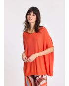 Orangefarbener Pom Pullover