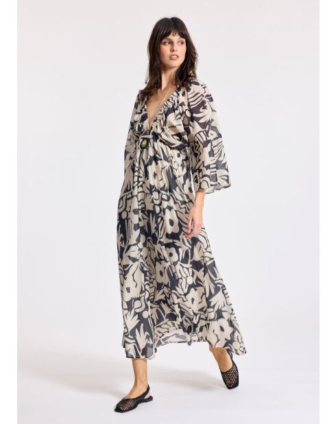 Licia Kleid in Schwarz/Ecru