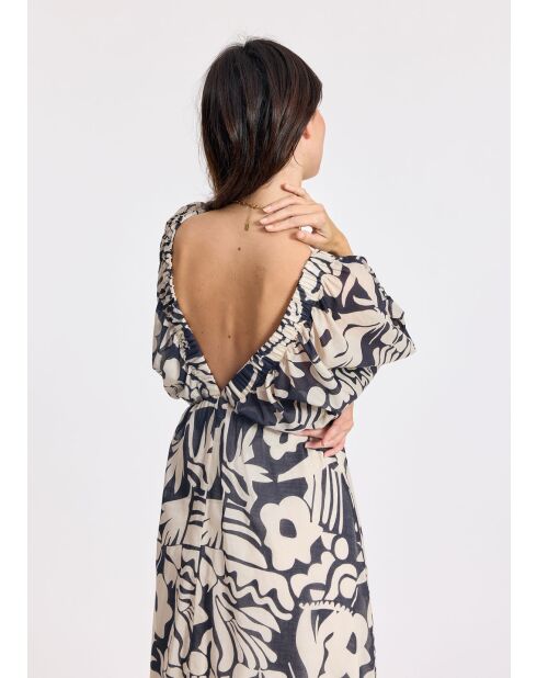 Licia Kleid in Schwarz/Ecru