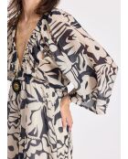 Licia Kleid in Schwarz/Ecru