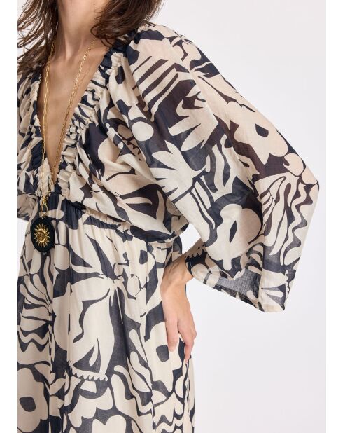 Licia Kleid in Schwarz/Ecru