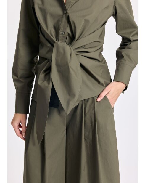 Kaki blouse met soka