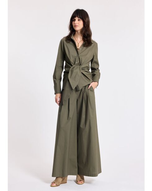 Kaki blouse met soka