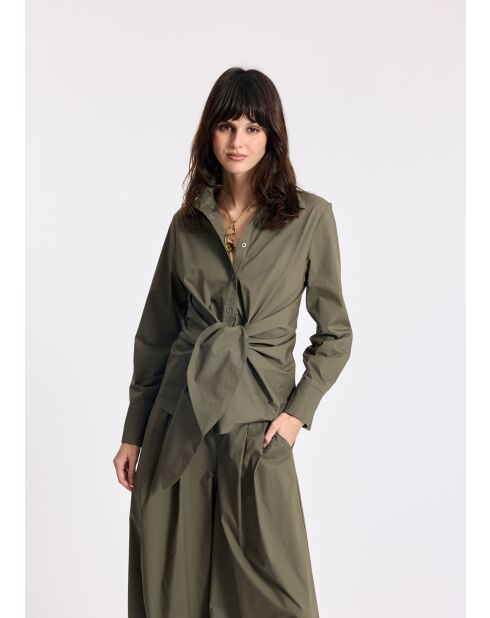 Kaki blouse met soka