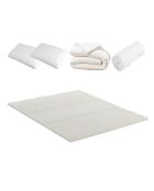 Pack DOUCE NUIT Surmatelas + Protège matelas + Couette + Oreillers -  Blanc cassé -  140x190/200cm- 140x190/200cm