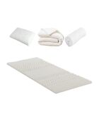 Pack Douce Nuit : Surmatelas + Protège-matelas + Couette + Oreillers - 180x200 cm