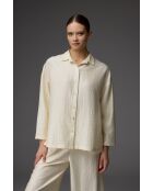 conjunto de pijama con cuello camisero crema BM-1827