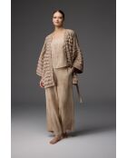 BM-1811 Pyjama-Set, 3-teilig, cremefarben/kaffeebraun