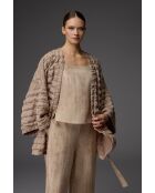 BM-1811 Pyjama-Set, 3-teilig, cremefarben/kaffeebraun