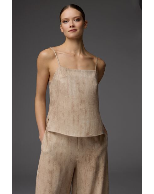 BM-1811 Pyjama-Set, 3-teilig, cremefarben/kaffeebraun