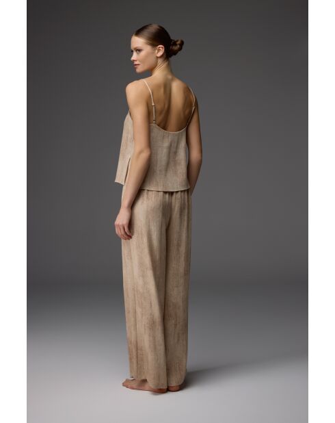 BM-1811 Pyjama-Set, 3-teilig, cremefarben/kaffeebraun