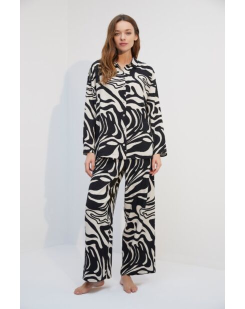 Set pigiama BJM-1716 nero/bianco