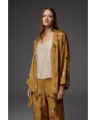 BM-1803 mosterdgele 3-delige pyjamaset in jacquard