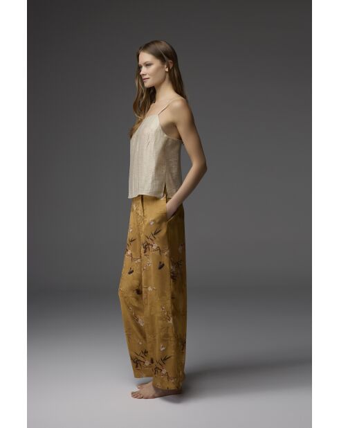 BM-1803 3-teiliges Jacquard-Pyjama-Set in Senfgelb