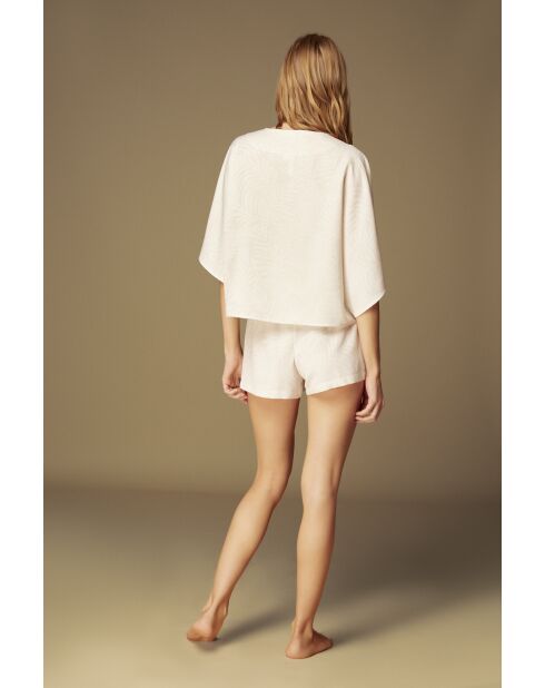 Conjunto de pijama estampado blanquecino BJM-1524