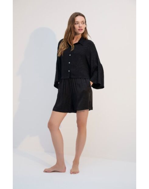 BJM-1714 pyjamaset van zwarte jacquard