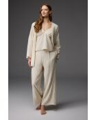 BM-1814 crèmekleurige pyjamaset met bijpassend patroon, 3-delige pyjamaset