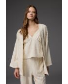 BM-1814 crèmekleurige pyjamaset met bijpassend patroon, 3-delige pyjamaset