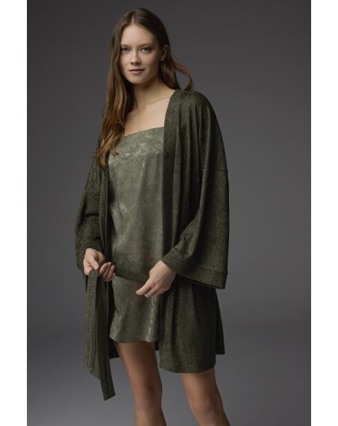 Ensemble Nuisette & Peignoir jacquard BM-1807 vert