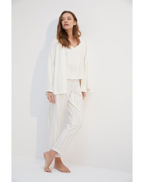 Ensemble pyjama 3 pièces rayé BJM-1753 crème