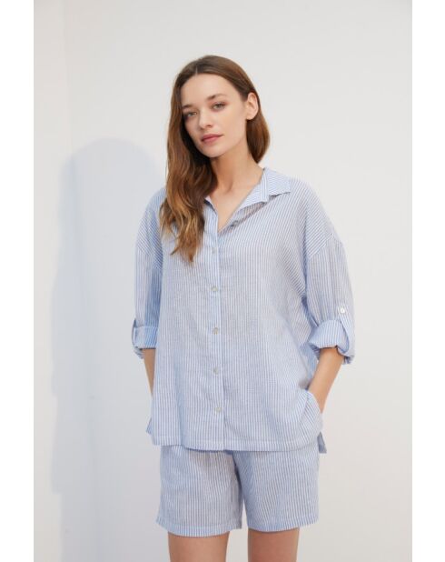 Tencel BJM-1727 blaues Pyjama-Set