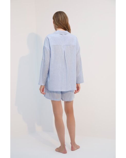 Tencel BJM-1727 blaues Pyjama-Set