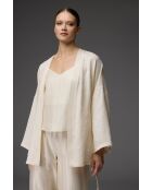 Conjunto de pijama jacquard de 3 piezas color crema BM-1821