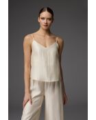 Conjunto de pijama jacquard de 3 piezas color crema BM-1821