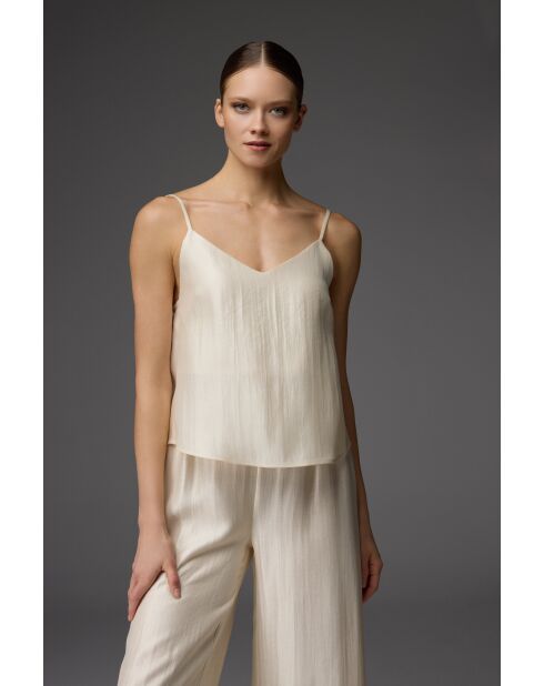 Conjunto de pijama jacquard de 3 piezas color crema BM-1821