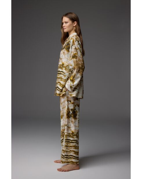 BM-1843 pyjamaset met veelkleurig patroon en overhemdkraag