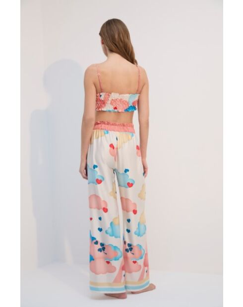 BJM-1706 Veelkleurige satijnen pyjamaset, 3-delig, BJM-1706