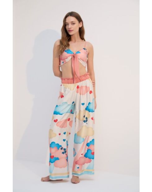 BJM-1706 Veelkleurige satijnen pyjamaset, 3-delig, BJM-1706