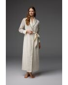 BM-1817 ecru jacquard badjas en nachtjapon set met bandjes