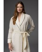 BM-1817 ecru jacquard badjas en nachtjapon set met bandjes