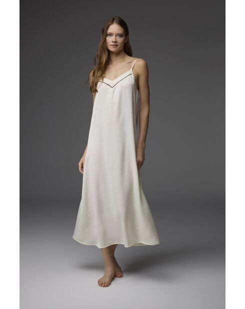 BM-1817 ecru jacquard badjas en nachtjapon set met bandjes