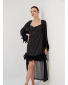 BJM-1758 schwarzes 6-teiliges flauschiges Brautset