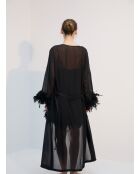 BJM-1758 schwarzes 6-teiliges flauschiges Brautset