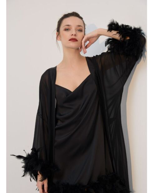 BJM-1758 zwarte 6-delige pluizige bruidsset