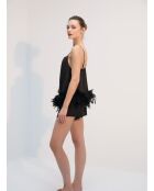 BJM-1758 schwarzes 6-teiliges flauschiges Brautset