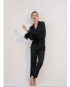 BJM-1758 schwarzes 6-teiliges flauschiges Brautset