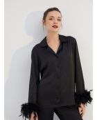 BJM-1758 schwarzes 6-teiliges flauschiges Brautset