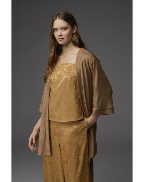 Sabalık Jacquard BM-1805 senffarbenes 3-teiliges Pyjama-Set