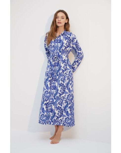 Robe longue à motifs BJM-1748 bleue
