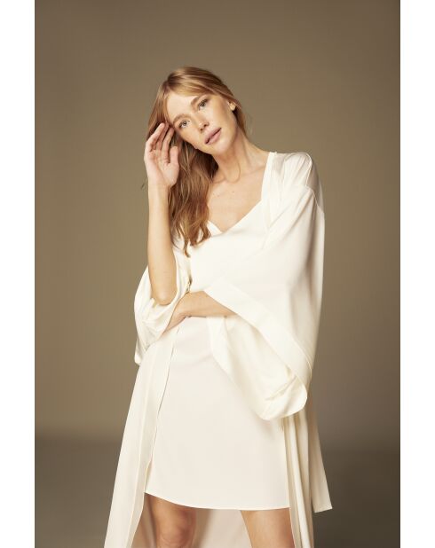 BJM-1529 ecru satijnen badjas en nachtjapon BJM-1529