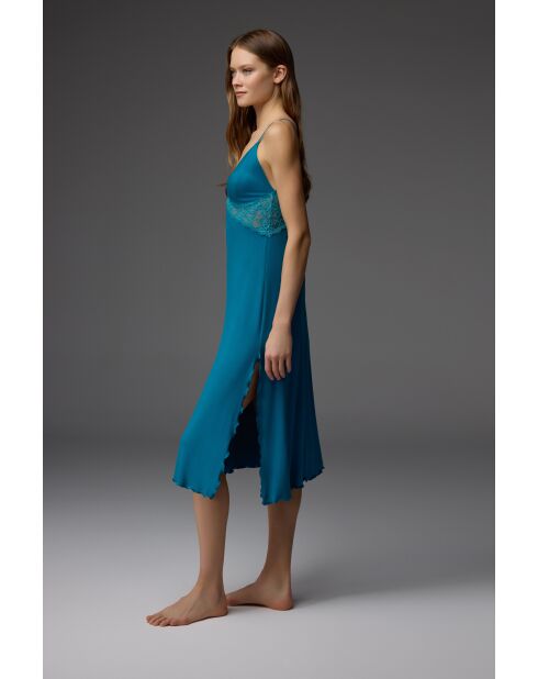 Ensemble Peignoir & Nuisette bretelles dentelle BM-1847 pétrole