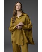 BM-1818 senffarbenes Jacquard-Pyjama-Set mit Manschette