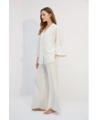 Conjunto de pijama de jacquard en color crudo BJM-1746