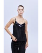 BJM-1622 3-delige fluwelen pyjamaset zwart/lila